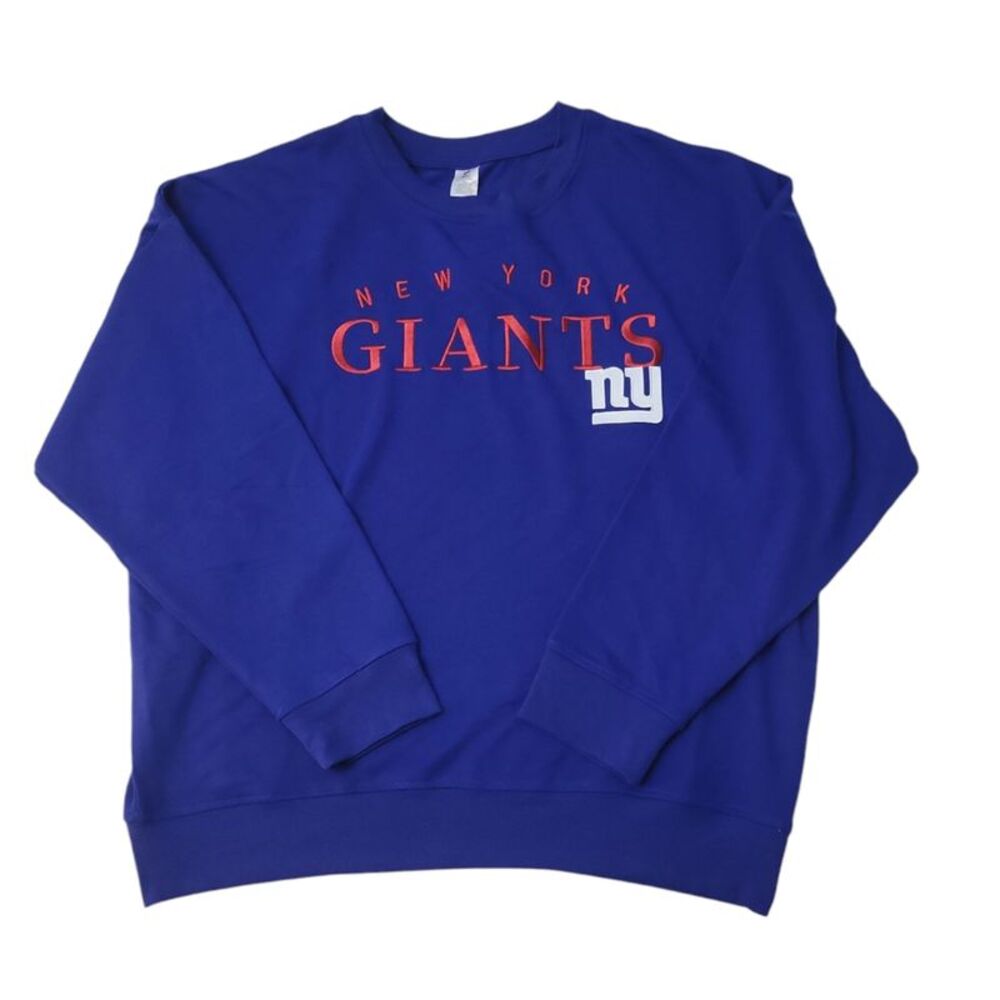 NFL Women's Relaxed Fit Chest Embroidery Long Sleeve Pullover - NY Giants